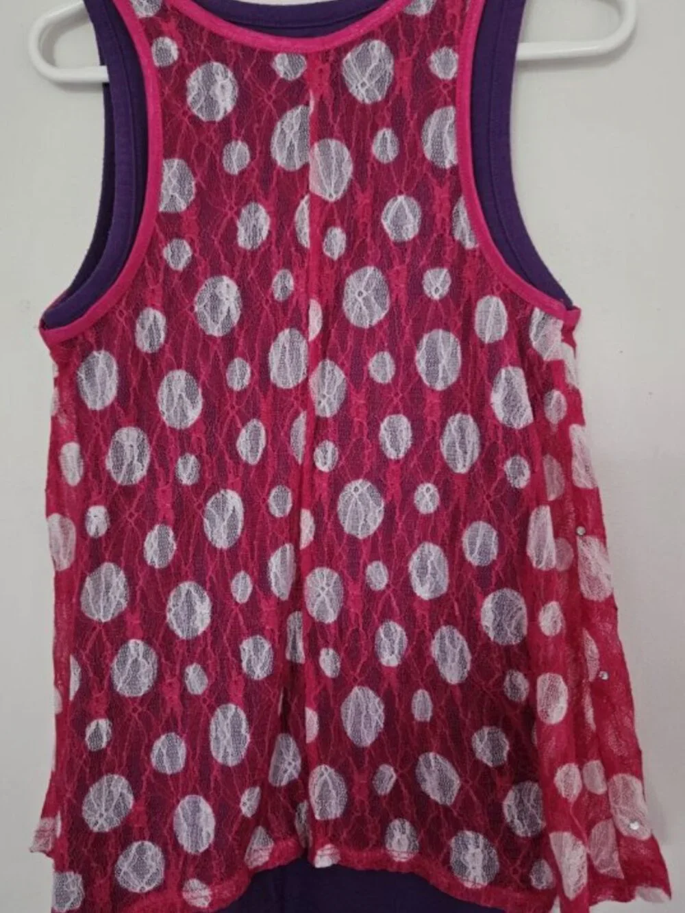 JUSTICE Pink and Purple Sparkly Layered Tank Top Girls Size 7